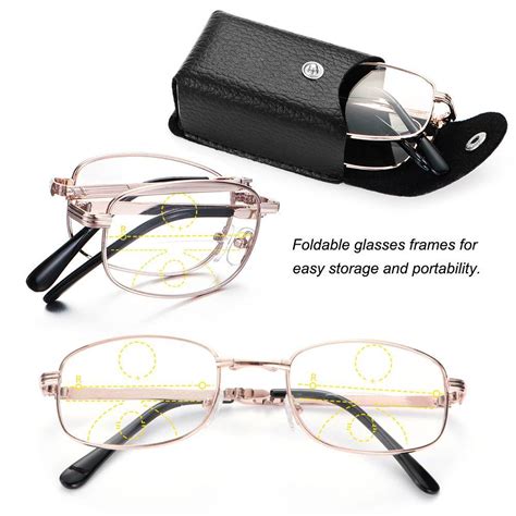 Buy Progressive Multifocal Lenses Metal Reading Glasses Includes Glasses Case Presbyopia