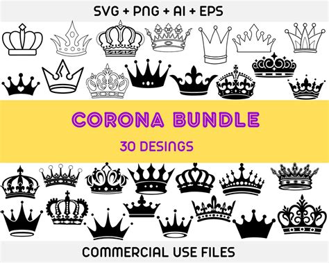 Corona Svg Crown Svgcrown Svg Bundle Queen Birthday Party Etsy