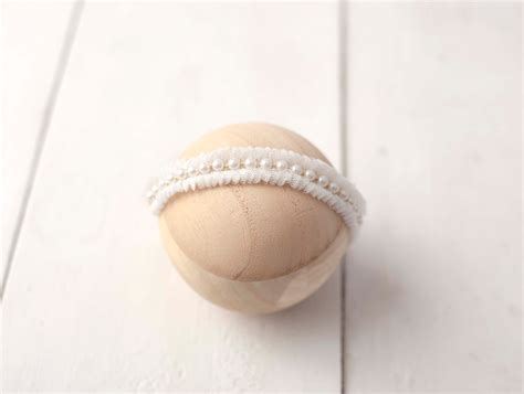 Ivory White Pearl Ruffled Tulle Headband For Newborn Photography Photo Prop