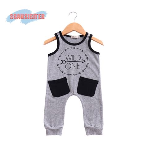 2018 New Baby Boys Girls Clothes Letter Pocket Sleeveless Summer Baby