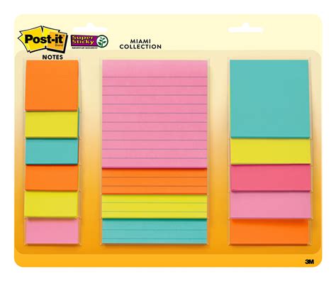 Post It Super Sticky Notes Assorted Sizes Miami Collection Pads