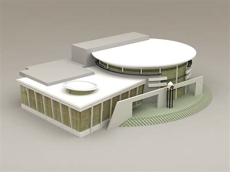 Modern Library Exterior 3d Model 3ds Max Files Free Download Modeling