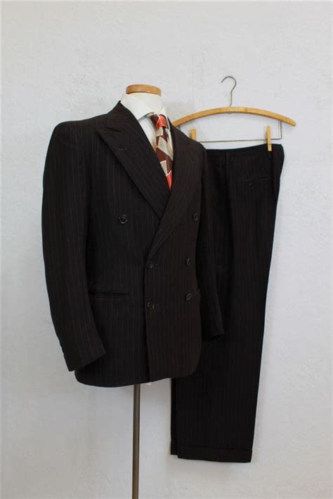 1940 s men s pinstripe double breasted suit dark etsy double breasted pinstripe suit mens