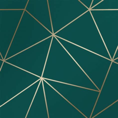Zara Shimmer Metallic Geometric Wallpaper In Emerald And Gold