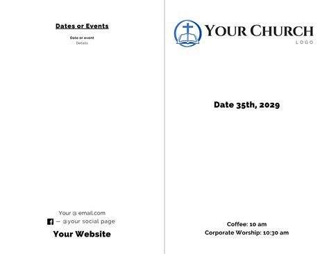 Church Bulletin Template Editable Printable In Canva Etsy