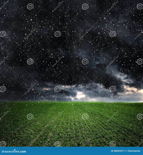 Dark Storm Clouds Over Meadow Stock Image Image Of Weather Nature
