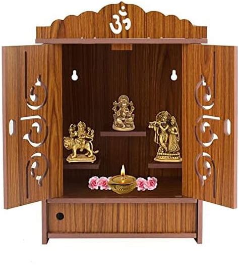 Crazyink Wooden Readymade Wall Hanging Puja Temple For Home God Stand