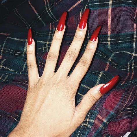 Pin Aeslife Ig With Images Long Red Nails Red Acrylic Nails Dark Nails