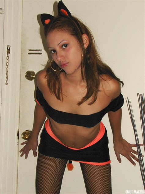 Sexy Latina Coed Dress Up In A Naughty Kitty Costume Just For You