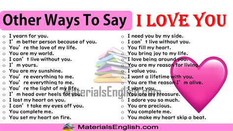 Although everyone asks, few people want you to recite a laundry list of the day's events or personal struggles. Other Ways To Say I LOVE YOU - Materials For Learning English