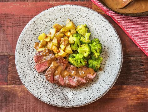 Steak With Potatoes And Peppercorn Sauce Recipe Hellofresh