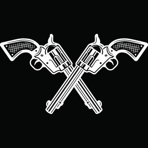 Cowboy Logo 2 Guns Crossed Weapon Pistol Revolver Western Etsy