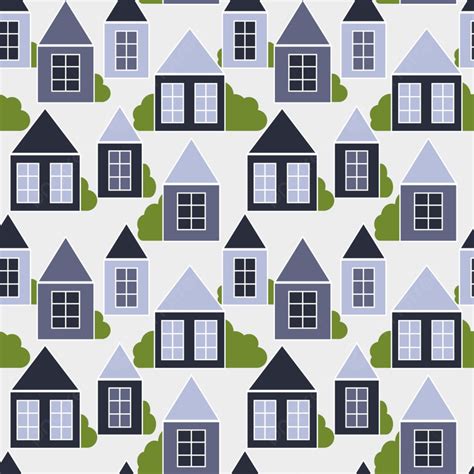 Cute Houses Seamless Pattern Background Urban City House Background