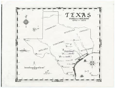 A Map Of Texas Forts And Indians Between 1846~1850 Stored In The Sam