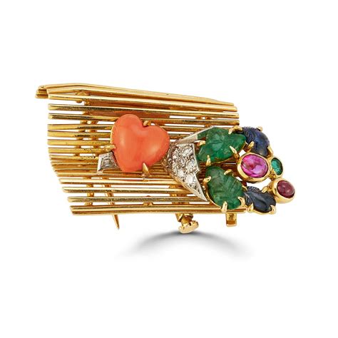 Iconic Cartier Tutti Frutti Lovers Bench Brooch For Sale At 1stdibs