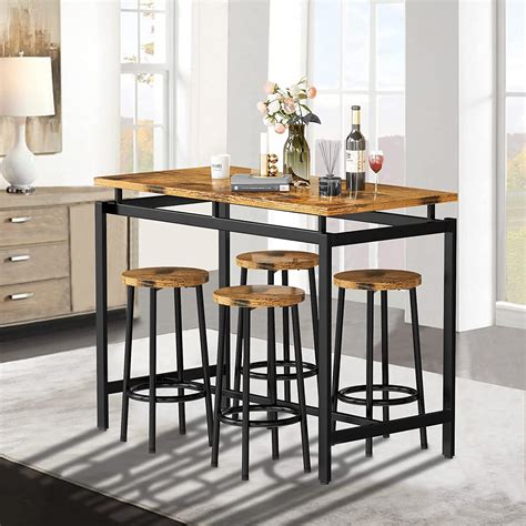 Recaceik Dining Room Table Set With 4 Stools Bar Kitchen