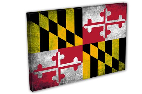 Maryland State Flag Canvas Print Grunge Effect Wall Art 3 Etsy