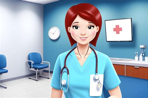 premium ai image professional nurse in cartoon style in a professional medical room background