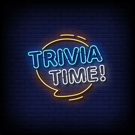 Trivia Time Neon Sign On Brick Wall Background Vector 8459433 Vector