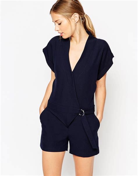 Asos Wrap Front Romper With D Ring Love This One Playsuit Jumpsuit