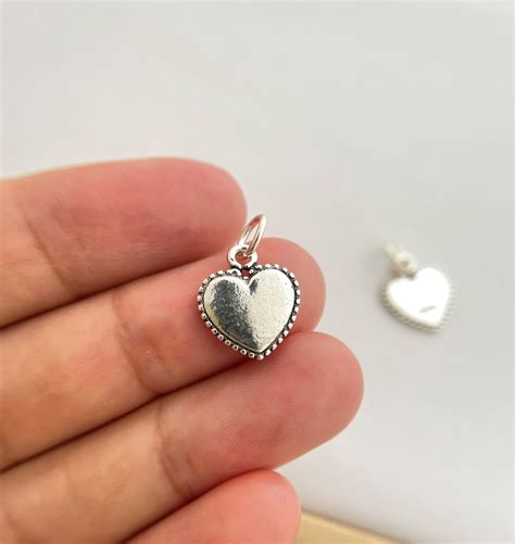 2pcs Sterling Silver Heart Charm 1011mm Etsy