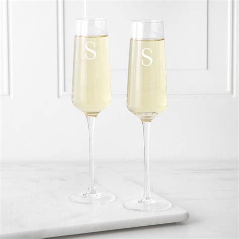 bellagram personalized 9 5 oz champagne estate glasses letter s set of 2 bellacor