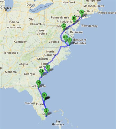 Road Trip Along The East Coast Of Usa