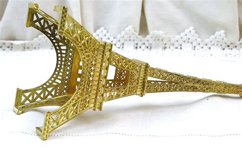 Vintage French Gold Tone Metal Eiffel Tower Ornament Retro Parisian