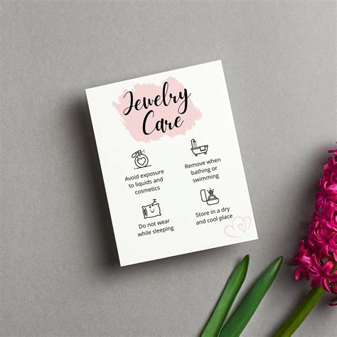Editable Jewelry Care Card Guide Jewelry Care Card Editable Etsy