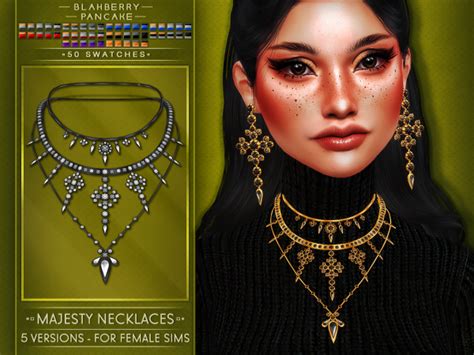 Majesty Necklaces F 5 Versions Blahberry Pancake The Sims 4