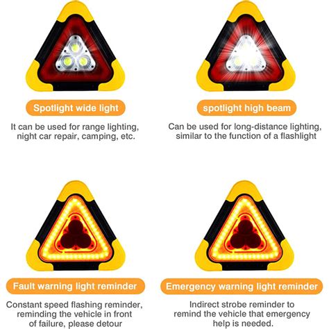 Safety Triangle Multifunctional Emergency Triangles Lights Ecvvuae