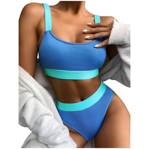 giligiliso clearance bathing suits for women 2 piece sexy ladies bikini solid splicing two piece