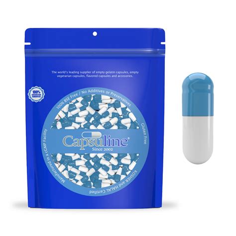 Colored Size 000 Empty Gelatin Capsules By Capsuline Bluewhite