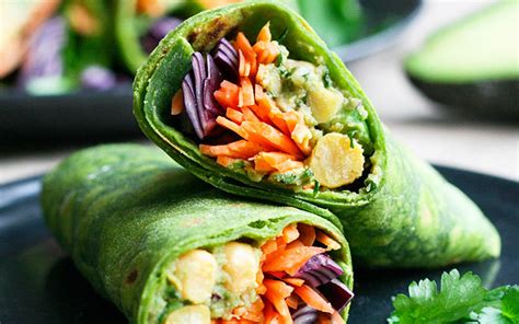 Avocado And Chickpea Spinach Wraps Vegan One Green Planet