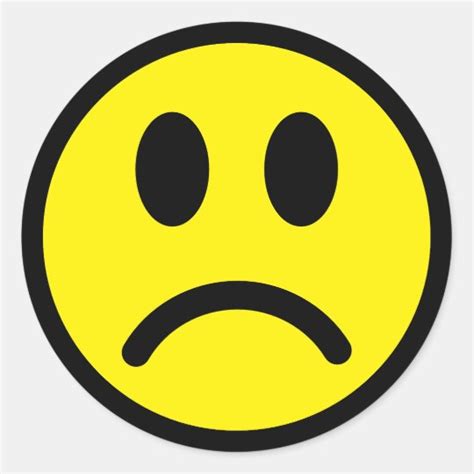 Yellow And Black Sad Face Smilie Emoji Classic Round Sticker