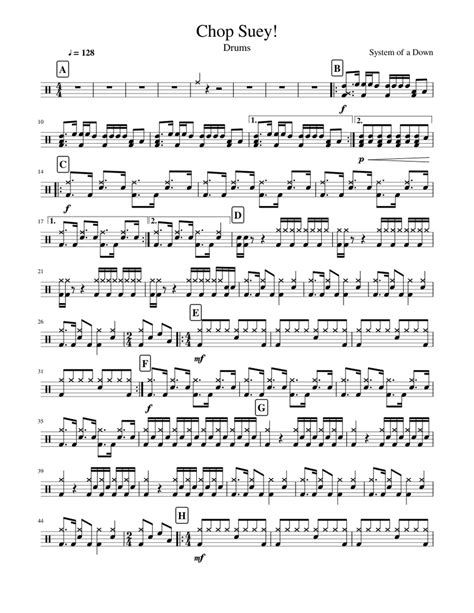 Here are 165 free drum transcriptions & drum sheet music! Chop Suey (Drums) Sheet music for Drum Group (Solo) | Musescore.com