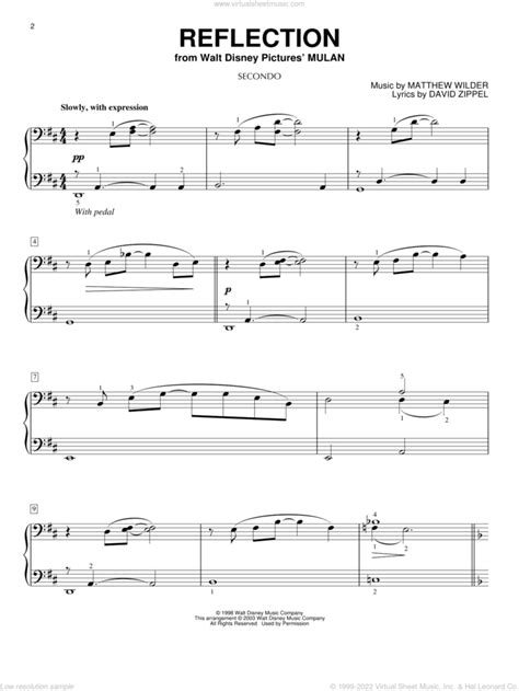 Reflection From Mulan Sheet Music For Piano Four Hands Pdf