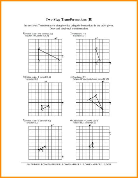 Geometric Transformations Worksheet 5 Geometry Rotations — Db