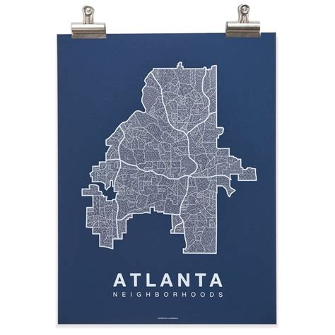 Atlanta Neighborhood Map Poster Atlanta City Map Art Print Atlanta