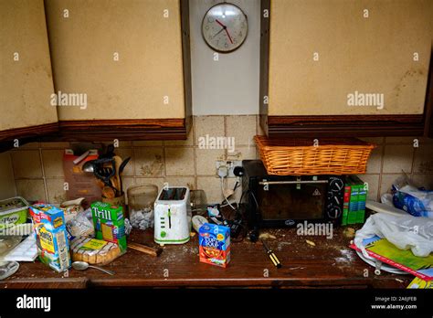 Messy And Dirty Kitchen Worktop Stock Photo Alamy