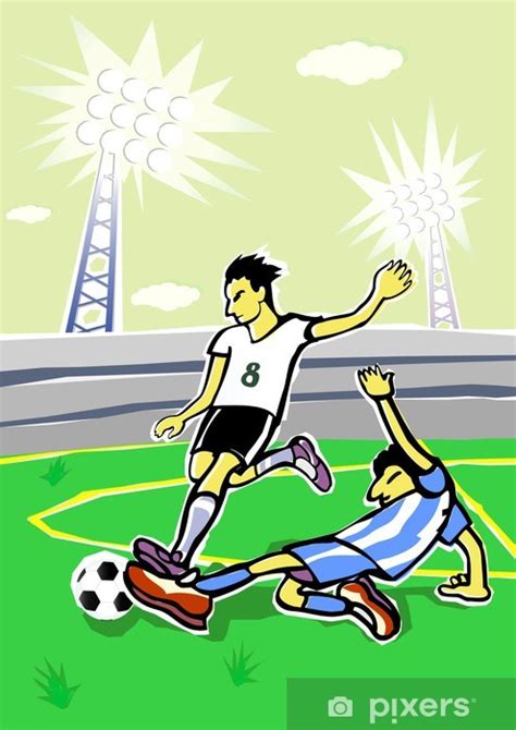 Fotomural Los jugadores de fútbol de dibujos animados. Ilustración del ...