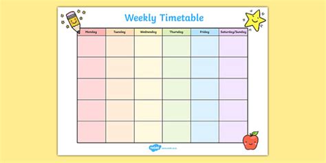 Editable Weekly Timetable Teacher Made