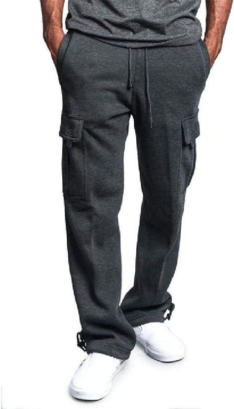 Men Sweatpants Solid Cargo Pants With Pockets Plus Size Mens Warm
