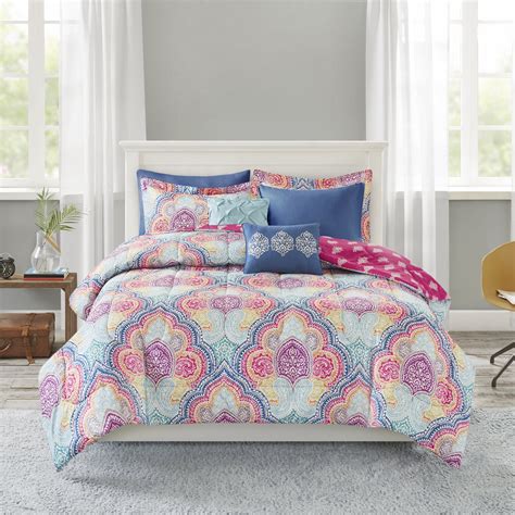 Mainstays 8 Piece Comforter Set With Coverlet Full Queen Pink