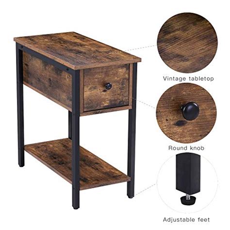 Hoobro Side Table Tier Nightstand With Drawer Narrow End Table For Small Spaces Stable And