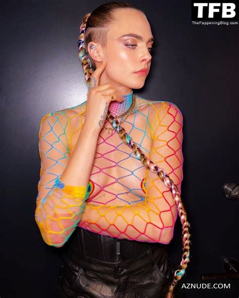 Cara Delevingne Sexy Poses Braless Flaunting Her Small Tits In A Pride