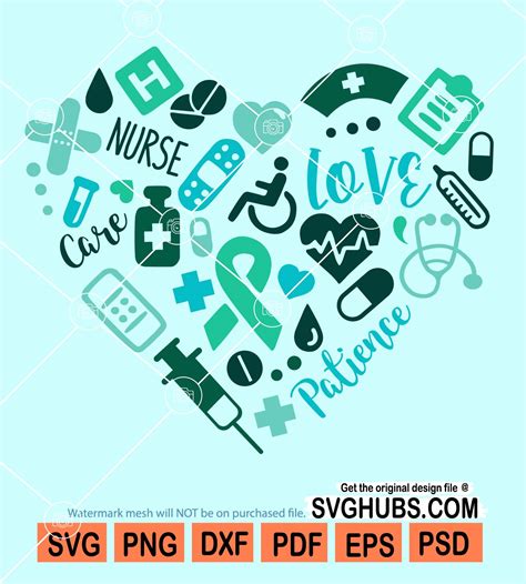 Nurse Heart Svg Nurse Life Svg Medical Symbols Heart Svg Nurse Love Svg