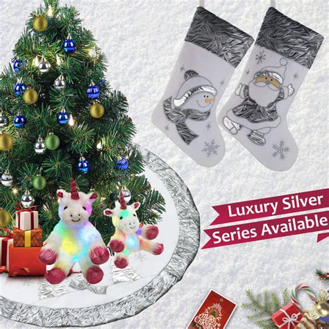 luxury christmas stockings set slivery 17 bstaofy