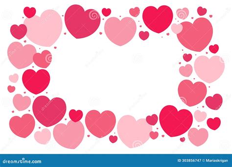 Red Pink Hearts Valentines Day Frame Border Element Stock