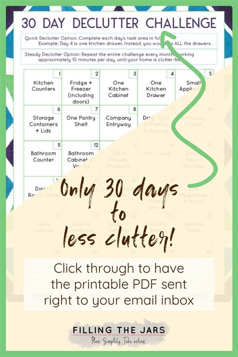 Free 30 Day Declutter Challenge Printable Filling The Jars